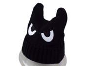 The devil horns ear knitted hat Black One Size