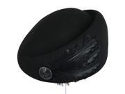 The black and white feather hat retro Bailey cap Black One Size
