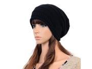 Fold all acrylic knitted hat Black One Size