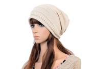 Fold all acrylic knitted hat Beige One Size
