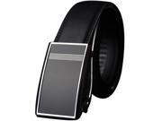 New Mens Leather belt buckle automatic casual leather belt black flat bars stripes buckle black