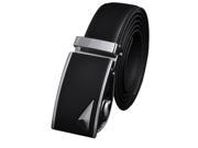New Mens Leather belt buckle automatic casual leather belt black triangle flat silver buckle black