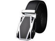 New Mens Leather belt buckle automatic casual leather belt cross geometric pattern silver buckle black