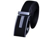 New Mens Leather belt buckle automatic casual leather belt black stripe silver buckle plane Road black