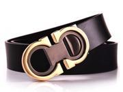 Business casual men s smooth buckle belt male tide retro leather belt gold buckle black belt black