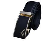 New Mens Leather belt buckle automatic casual leather belt black flat gold triangle buckle black