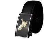New Mens Leather belt buckle automatic casual leather belt eagle pattern buckle black
