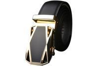 New Mens Leather belt buckle automatic casual leather belt cross geometric pattern Gold Buckle black