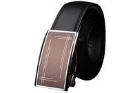 New Mens Leather belt buckle automatic casual leather belt brown stripes silver buckle black