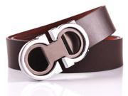 Business casual men s smooth buckle belt male tide retro leather belt silver buckle brown belt brown