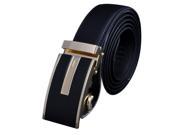 New Mens Leather belt buckle automatic casual leather belt black gold stripes Road flat buckle black
