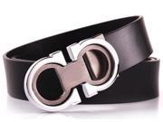 Business casual men s smooth buckle belt male tide retro leather belt silver buckle black belt black
