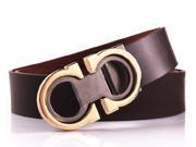 Business casual men s smooth buckle belt male tide retro leather belt gold buckle brown belt brown
