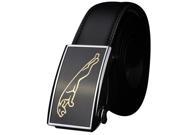New Mens Leather belt buckle automatic casual leather belt cheetah pattern plane buckle black