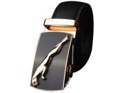 New Mens Leather belt buckle automatic casual leather belt cheetah embossed buckle black