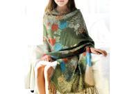 Women s Autumn and Winter Thick Jacquard Warm Long Scarf Fringed Shawl