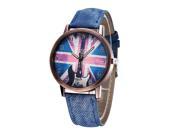Unisex Fashion Vintage British Flag Guitar Wrist Round Watch