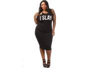 Plus Size Sleeveless I Slay Bodycon Midi Dress