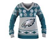Philadelphia Eagles NFL Women s Big Logo V Neck Ugly Christmas Sweater Large