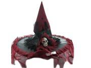 Witch Adult Costume Hat Black with Maroon Trim