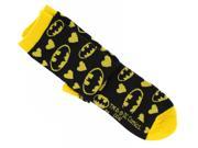 Batman Black Yellow Hearts Junior Crew Socks