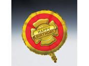Happy Birthday Round Foil Balloon Firefighter