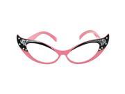 Vintage Cat Eyes Adult Costume Glasses Clear Pink