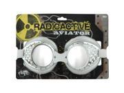 Radioactive Aviator Adult Costume Goggles Silver