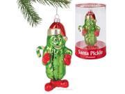 Santa Pickle 6 Glass Holiday Ornament