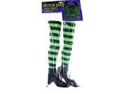 Witch Legs Yard Stakes Green Black Halloween Décor