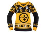 Pittsburgh Steelers NFL Women s Big Logo V Neck Ugly Christmas Sweater Small