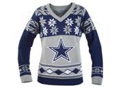 Dallas Cowboys NFL Women s Big Logo V Neck Ugly Christmas Sweater Small
