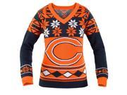 Chicago Bears NFL Women s Big Logo V Neck Ugly Christmas Sweater X Large