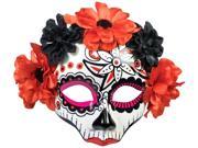 Day Of The Dead Red Black Rose Female Costume Mask One Size