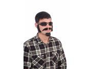 Brown Facial Hair Costume Kit With Sideburns Mustache And Goatee One Size