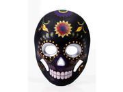 Day Of The Dead Costume Mask Black With Floral Print Adult