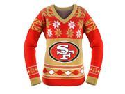 San Francisco 49ers NFL Women s Big Logo V Neck Ugly Christmas Sweater Small