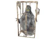 Caged Ghoul Halloween Prop Accessory with Motion Sound Light Up Eyes