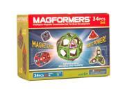 Magformers Neon Color Magnetic Construction Set 34 Piece Green Purple