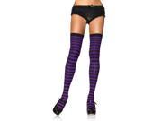 Black Purple Striped Costume Thigh High Stockings Adult One Size