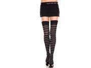 Opaque Fine Striped Thigh Hi Nylon Costume Hosiery One Size