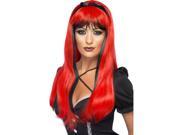 Bewitching Red Over Black Long Costume Wig One Size
