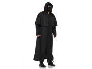 Black Hooded Button Front Adult Costume Cloak Medium Large