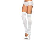 White Light Blue Opaque Stripe Costume Leg Warmers Adult One Size