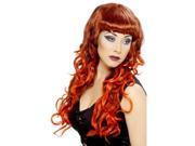 Long Curly Red Black Siren Costume Wig One Size