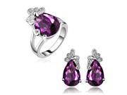 Luxury Style Gorgeous Gemstone Teardrop White Gold Plated Jewelry sets for Women