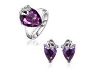 Luxury Style Gorgeous Gemstone Teardrop White Gold Plated Jewelry sets for Women
