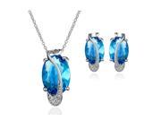 Luxury Style Gorgeous Gemstone Oval White Gold Plated Jewelry sets for Women