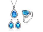 Luxury Style Gorgeous Gemstone White Gold Plated Jewelry sets for Women