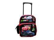 Small Rolling Backpack Disney Cars 2 World Grand Prix Red Black New 50705